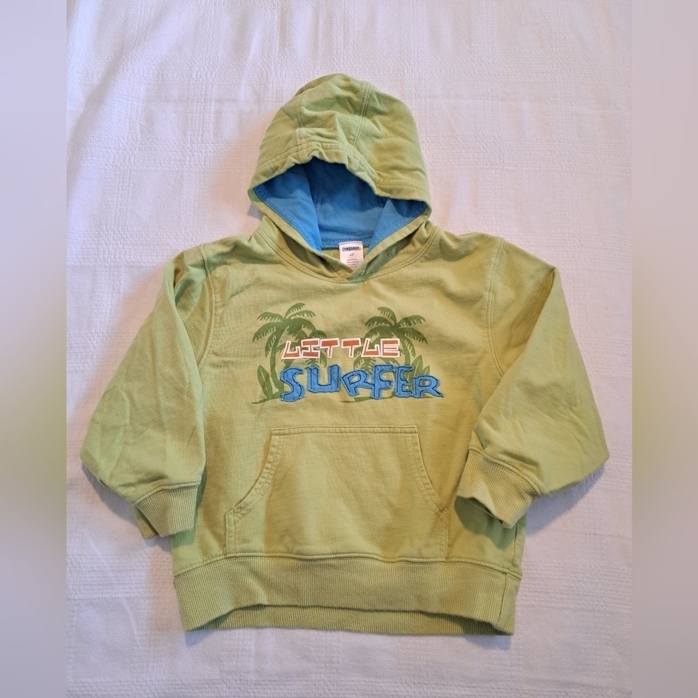 Gymboree boys size 4T lime & light blue surfer hoodie